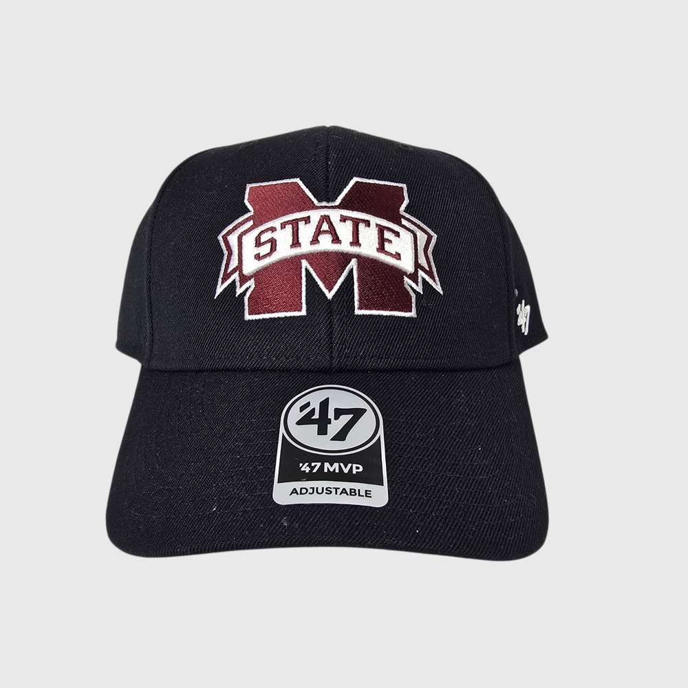 47 Brand Mississippi State Bulldogs MVP Hat Black Adjustable NCAA Cap OSFA